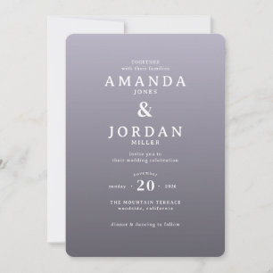Elegant Purple Typographic Wedding Invitation