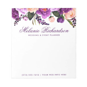 Elegant Purple Ultra Violet Watercolor Floral Notepad