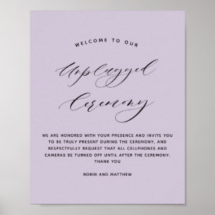 Elegant Purple Unplugged Ceremony Wedding Sign