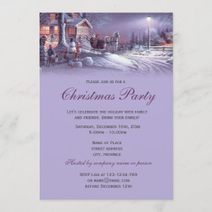 Elegant purple vintage Christmas holiday party Invitation