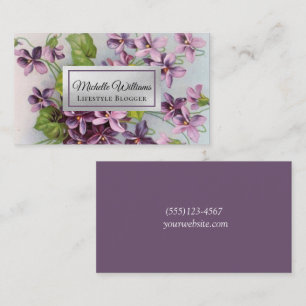 Elegant Purple Vintage Floral Lilac Flower Blogger Business Card