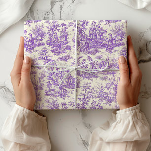 Elegant Purple Vintage French Toile de Jouy Wrapping Paper