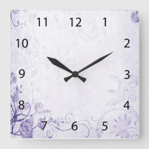Elegant Purple Vintage Square Wall Clock