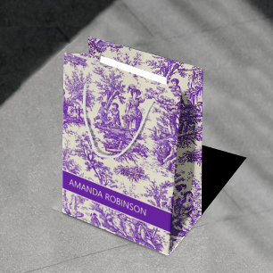 Elegant Purple Vintage Toile de Jouy Medium Gift Bag