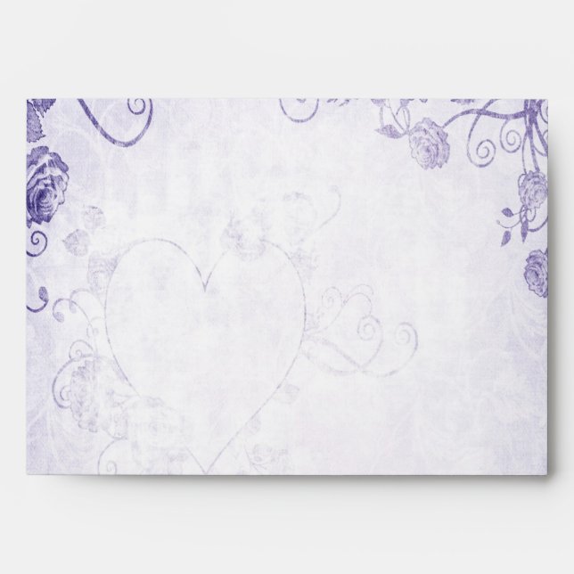 Elegant Purple Vintage Wedding Envelope (Front)