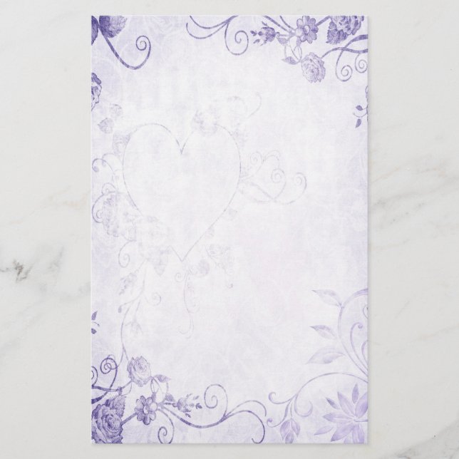 Elegant Purple Vintage Wedding Stationery (Front)