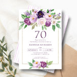 Elegant Purple | Violet Floral 70th Birthday  Invitation<br><div class="desc">Introducing the perfect invitations for your next birthday celebration! These charming invitations feature a beautiful design with a border of blooming, purple and violet flowers. They exude elegance and are sure to impress your guests. Additionally, they can be personalised, allowing you to add a unique touch to your special event....</div>
