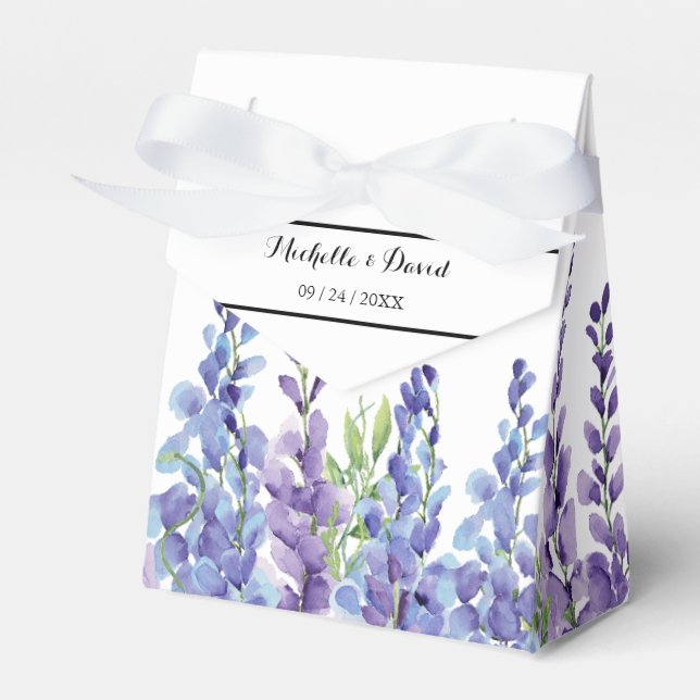 Elegant Purple Violet Florals Wedding Favour Box (Front Side)