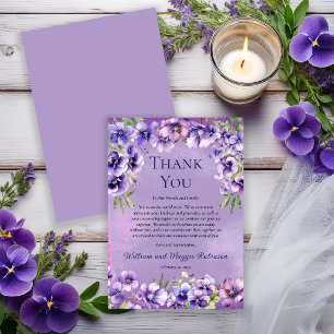 Elegant Purple Violets 40th Anniversary Thank You  Card