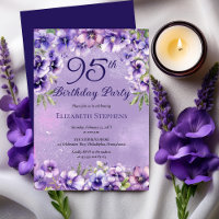 Elegant Purple Violets Floral 95th Birthday Party