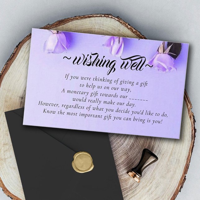 Elegant Purple Violets Wishing Well for Wedding Enclosure Card (Creator Uploaded)