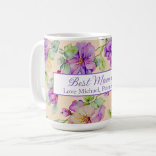 Elegant purple watercolor floral Best Mum Ever Coffee Mug