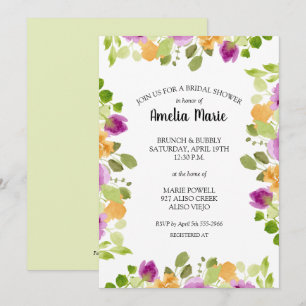 Elegant Purple Watercolor Floral Bridal Shower