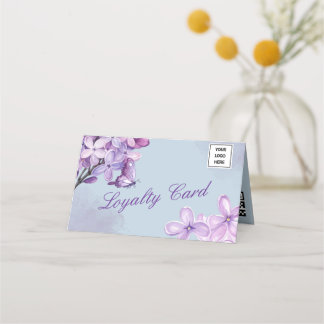 Elegant Purple Watercolor Floral QR Code Logo Loyalty Card