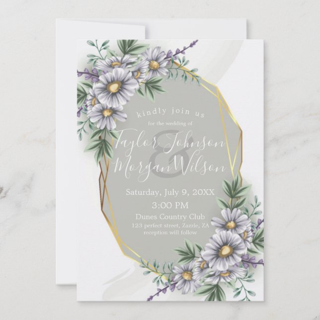 Elegant Purple Watercolor Floral Wedding Invitatio Invitation (Front)