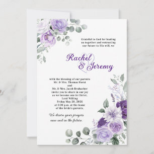 Elegant Purple Watercolor Floral Wedding Invitation