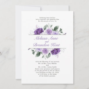 Elegant Purple Watercolor Floral Wedding Invitation