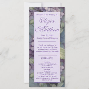 Elegant purple watercolor floral Wedding program