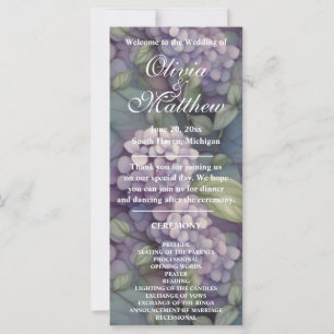 Elegant  purple watercolor floral Wedding program