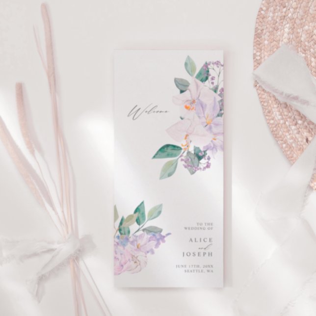 Elegant Purple Watercolor Floral Wedding Programs (Creator Uploaded)