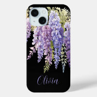 Elegant purple watercolor floral wisteria
