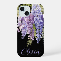Elegant purple watercolor floral wisteria  