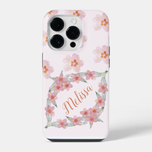 Elegant Purple Watercolor Flowers Personalise name iPhone 14 Pro Case