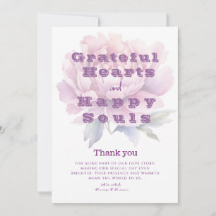 Elegant Purple Watercolor Peony Wedding Thank You Card
