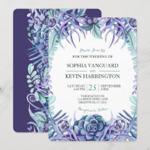 Elegant Purple Watercolor Succulent Floral Wedding
