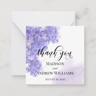 Elegant Purple Watercolor Succulents Thank You Card