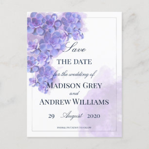 Elegant Purple Watercolor Succulents Wedding Announcement Postcard