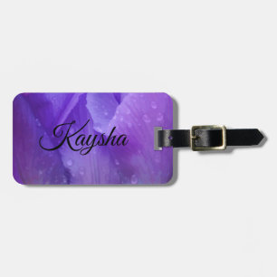 Elegant Purple Watercolor Tulip Photograph Luggage Tag