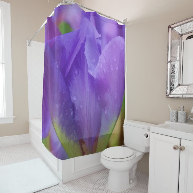 Elegant Purple Watercolor Tulip Photograph Shower Curtain (In Situ)