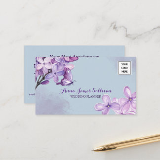 Elegant Purple Watercolor Wedding Planner Logo Appointment Card