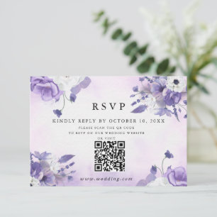 Elegant Purple Watercolor wedding RSVP Card