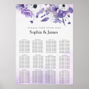 Elegant Purple Watercolor wedding seating chart 