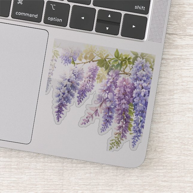 Elegant purple watercolor wisteria blue floral  (Detail)