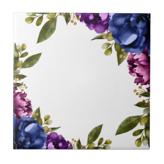 Elegant purple watercolor wisteria blue floral  tile
