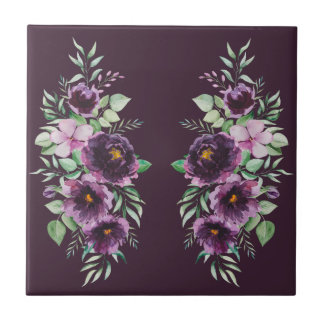 Elegant purple watercolor wisteria blue floral  tile