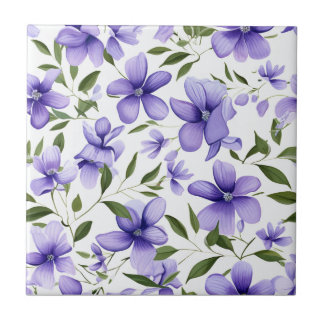 Elegant purple watercolor wisteria blue floral  tile
