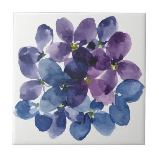 Elegant purple watercolor wisteria blue floral  tile