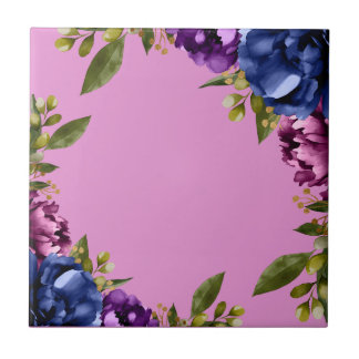 Elegant purple watercolor wisteria blue floral  tile