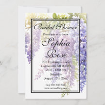Elegant purple watercolor wisteria bridal shower