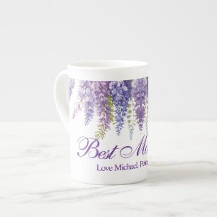 Elegant purple watercolor wisteria floral Best Mom Bone China Mug