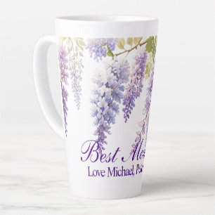Elegant purple watercolor wisteria floral Best Mom Latte Mug