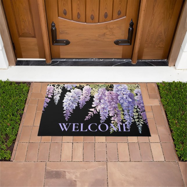 Elegant purple watercolor wisteria floral  doormat (Outdoor)