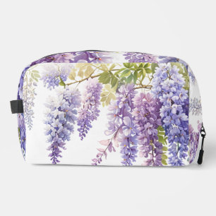 Elegant purple watercolor wisteria floral dopp kit