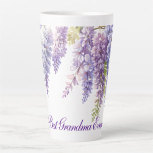 Elegant purple watercolor wisteria floral Grandma Latte Mug