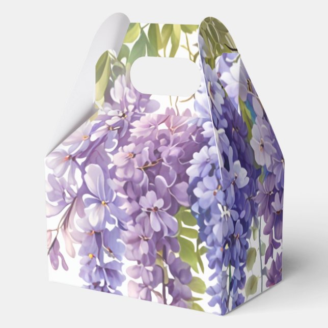 Elegant purple watercolor wisteria purple floral  favour box (Front)
