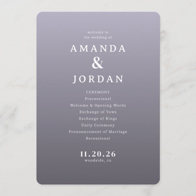 Elegant Purple Wedding Ceremony Template (Front)